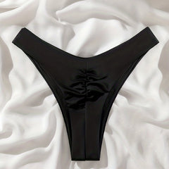 Ruched Cheeky Bikini Bottoms High Stretch Swim Briefs