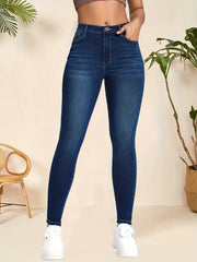 Water Ripple Embossed High Waist Skinny Jeans Women's Denim