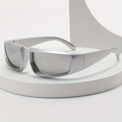 Y2K Future Tech Sense Silver Hip Hop Bungee Men's Sunglasses
