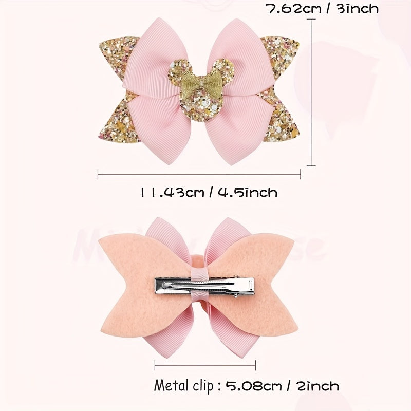 Sequin Mouse Ear Bow Hair Clips Hair Accessories Holiday Gift For Girls