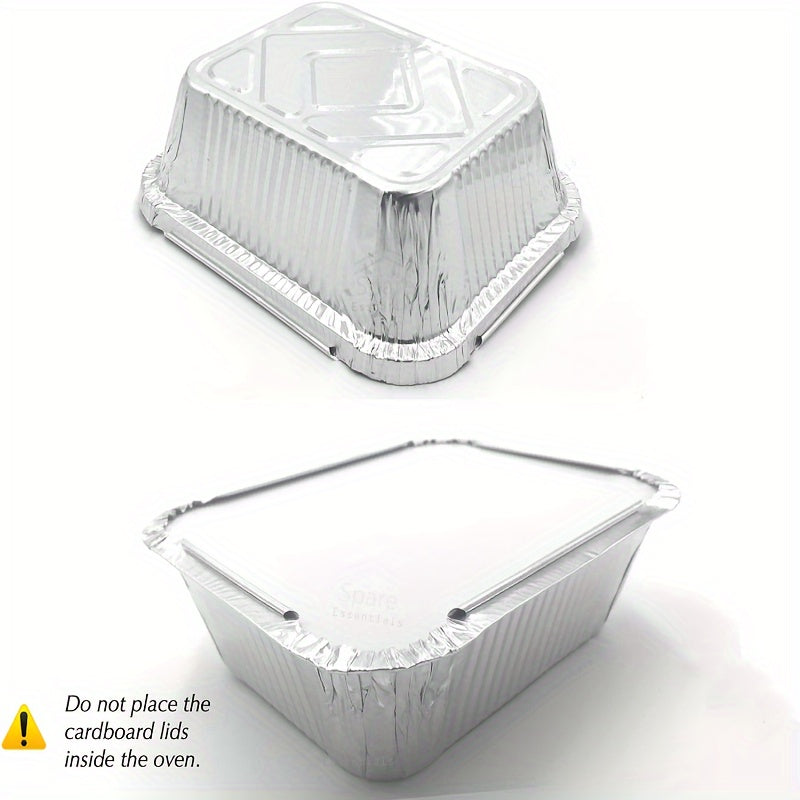 20pcs Aluminum Foil Food Containers With Plastic Lids Disposable Pans
