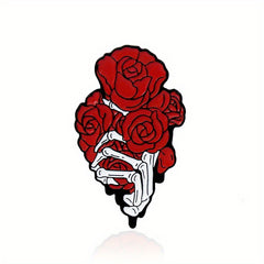 Punk Style Bone Rose Flower Brooch Pin for Clothes and Bags
