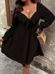 Flounce Sleeve Sweetheart Neck Swing Dress