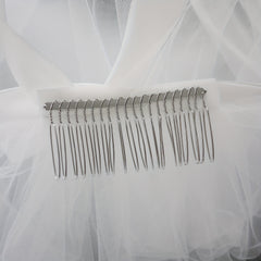 2 Tiers Faux Pearl Ribbon Bow Veil With Comb Wedding Headdress