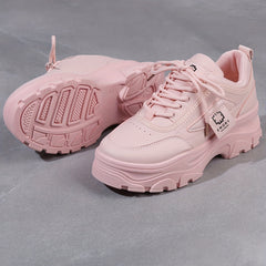 Pink Chunky Sneakers Low Top Platform Sports Shoes