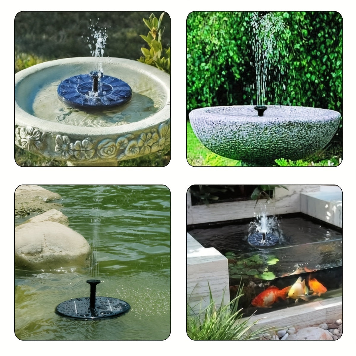 1.5W Solar Fountain Pump with 6 Nozzles for Bird Bath Ponds Garden