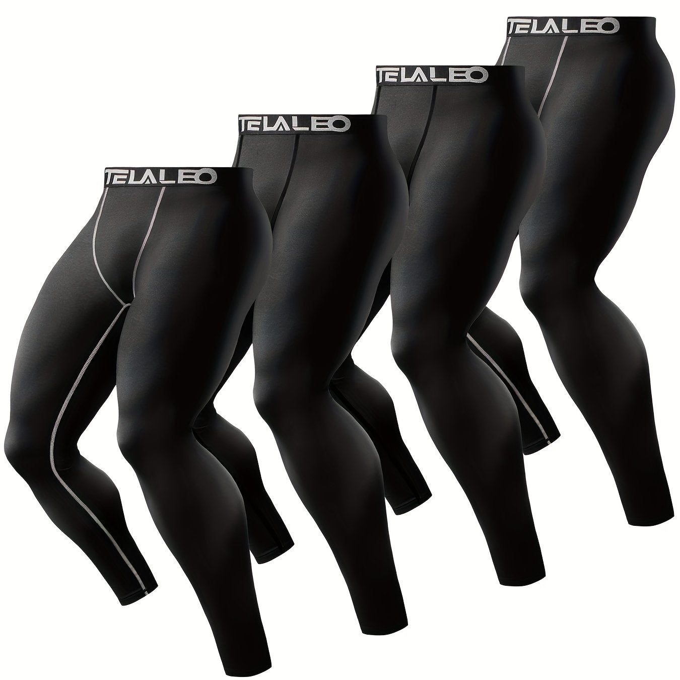 4Pcs Men's Sports Leggings High Stretch Compression Pants