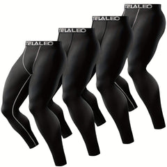 4Pcs Men's Sports Leggings High Stretch Compression Pants