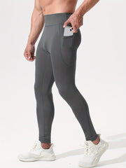 Men's Breathable Compression Leggings with Pocket for Outdoor Training