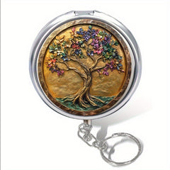 Portable Pill Organizer Keychain 3 Compartment Metal Medicine Case