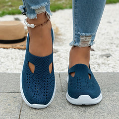 Women's Knit Walking Shoes Breathable Slip On Sports Lightweight Sneakers