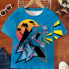 3D Hawaii Dino Print Short Sleeve T shirt Kids Summer Sports Clothes