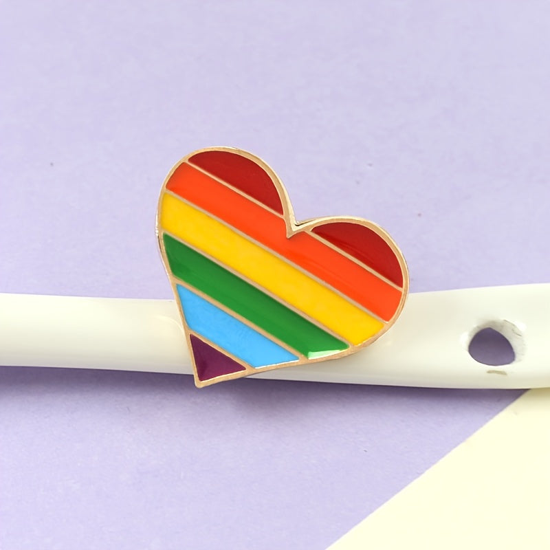 Rainbow Heart Pin Mini Metal Accessory for Clothes