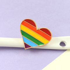 Rainbow Heart Pin Mini Metal Accessory for Clothes