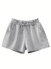 Toddler Girls Paperbag Waist Bow Cotton Track Shorts