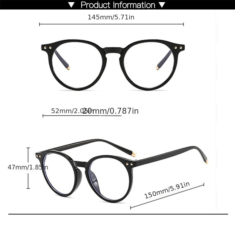 Anti Light Glasses for Men Women Students Rivet Decor Spectacles Frame