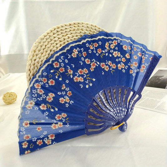 Floral Pattern Folding Fan for Stage Performance