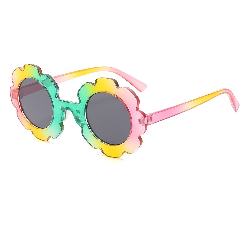 Kids Sunflower Round Frame Glasses UV Protection