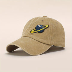 Planet Embroidery Baseball Cap Vintage Washed Distressed Dad Hat Unisex