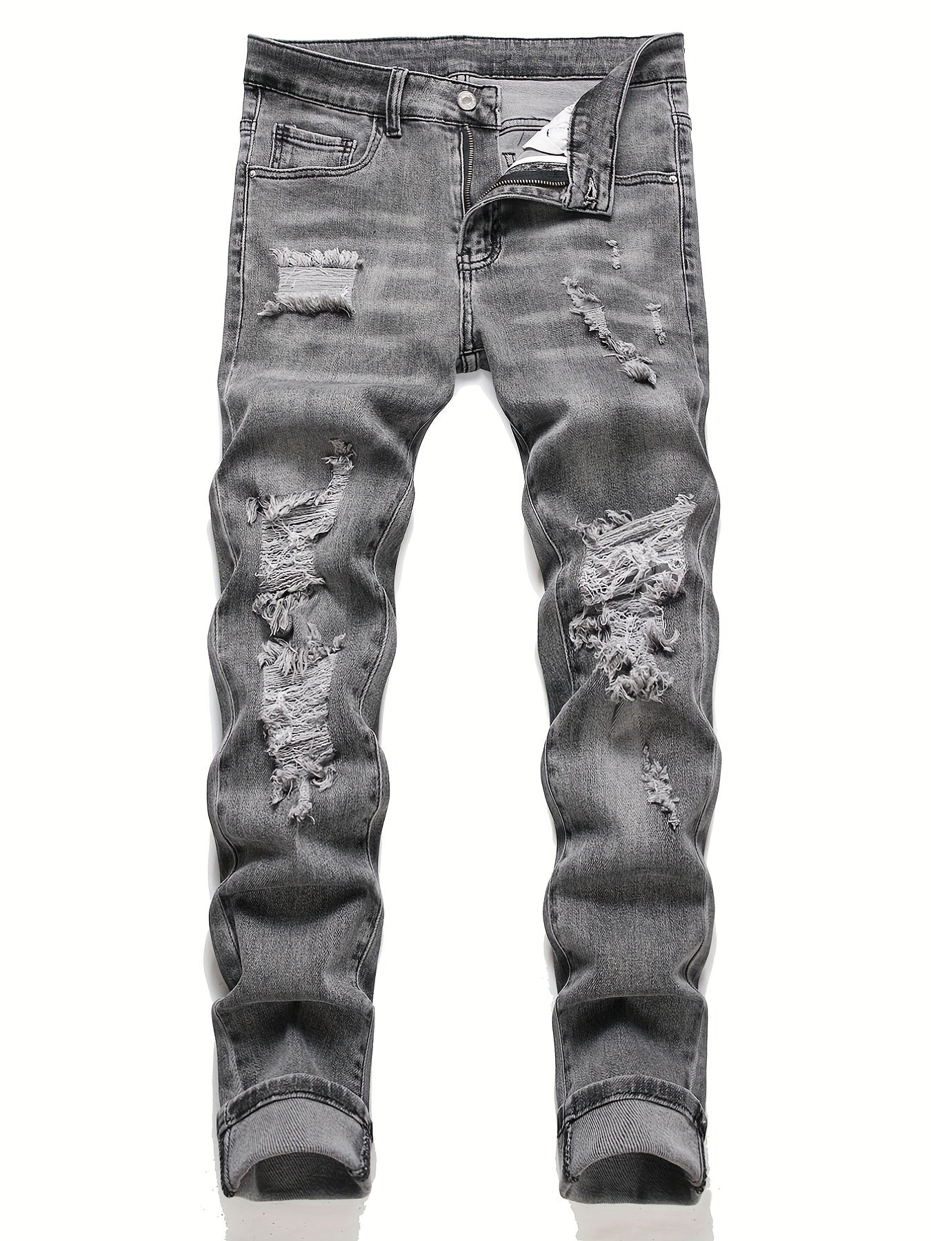 Men's Skinny Ripped Stretch Slim Fit Jeans Pants