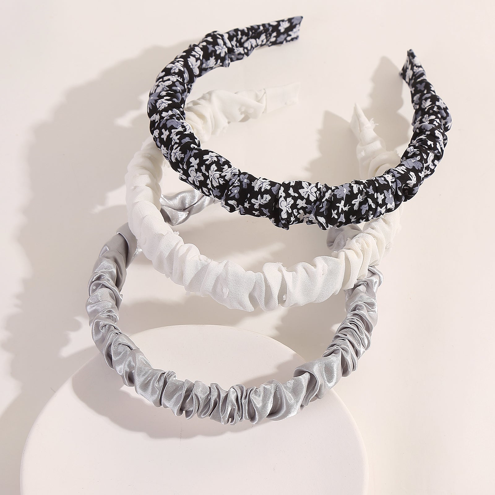 Floral Print Ruched Headband Set