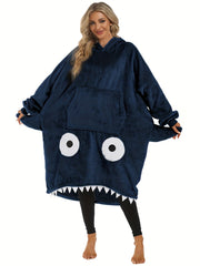 Shark Pattern Cozy Robe Wearable Blanket
