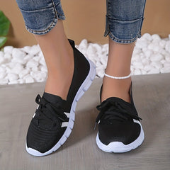 Women's Colorblock Knit Sneakers Low Round Toe Lightweight Sporty Shoes