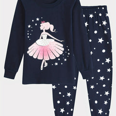 Girls Cartoon Ballet Dancer Loungewear Set