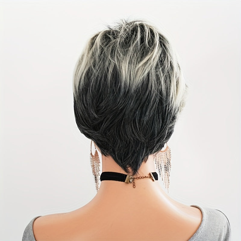 Gray Gradient Short Hair Wigs Hood Hair Accessories