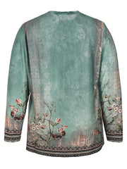 Boho Cardigan Women's Plus Border Floral Print