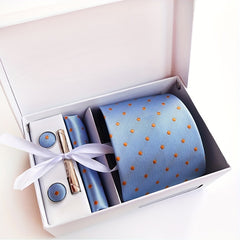 Men's Polka Dot Formal Tie Set with Accessories