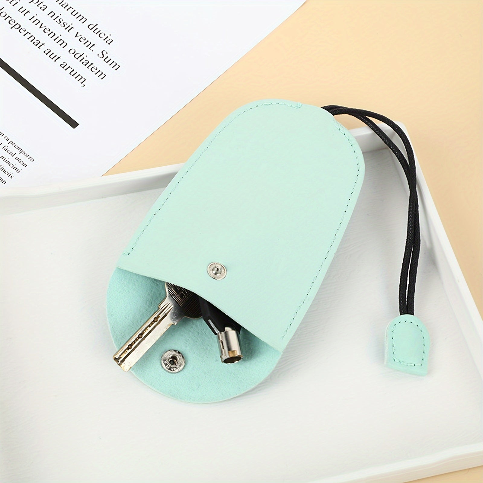 4pcs PU Leather Key Holder Portable Wallet Keychain