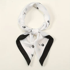 Floral Print Satin Square Scarf Bandana Neckerchief Head Wrap