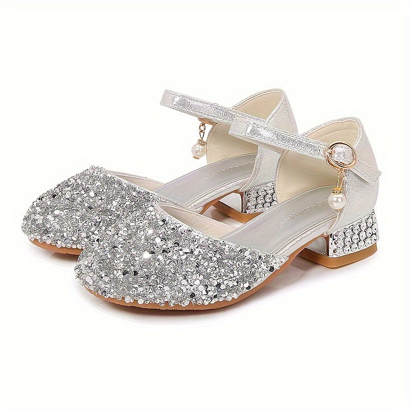 Sequin High Heeled Sandals for Girls - Party Wedding Dress Shoes