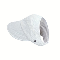 Adjustable Ponytail Visor Hat Flower Embossed Solid Sun Hat Elastic Baseball Cap