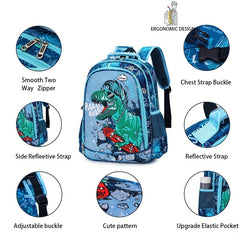 Kids Waterproof Unicorn Dinosaur Backpack Large Capacity Multiple Compartments