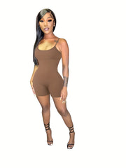 Scoop Neck Backless Lounge Romper Women's Loungewear
