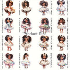8pcs Fluffy Hair Pretty Skirt Heat Transfer Print Stickers
