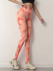 Tie Dye Hip Lifting Yoga Pants High Waist Tummy Control Leggings