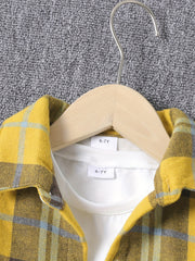 Boys Plaid Long Sleeve Lapel Jacket Casual Button Down