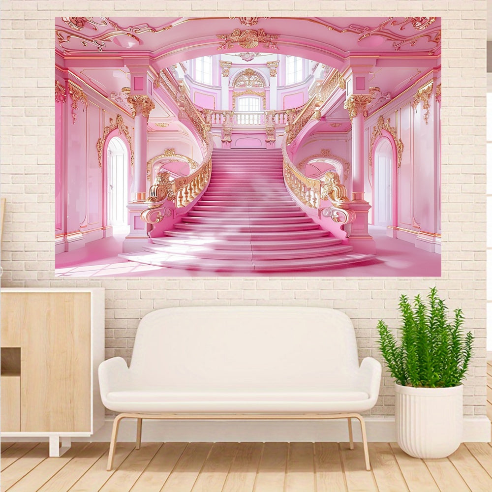 Pink Castle Photography Backdrop for Birthdays & Weddings