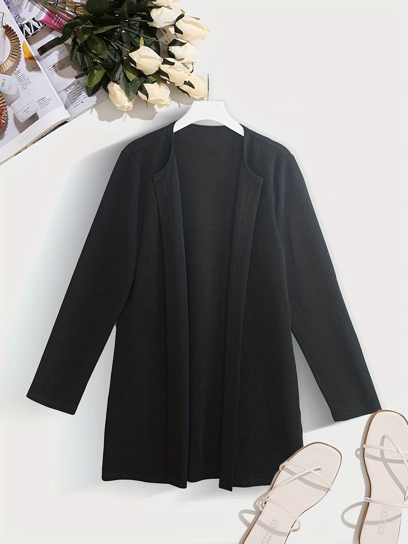 Solid Shawl Collar Jacket Long Sleeve Versatile Outerwear