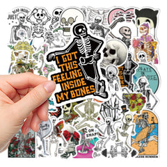 50pcs Skeleton Waterproof Stickers for Laptops Water Bottles
