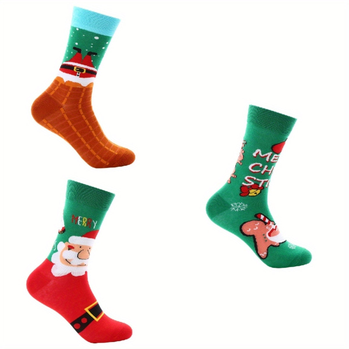 3 Pairs Christmas Pattern Socks Women's Stockings & Hosiery