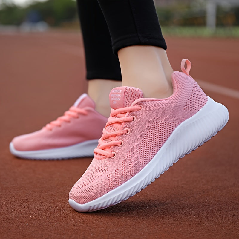 Women's Lace Up Mesh Sneakers Breathable Soft Sole Running Shoes