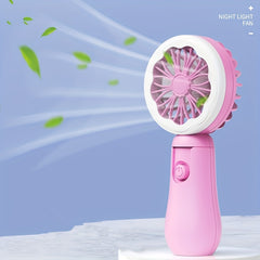 Flower Pattern Handheld Fan USB Rechargeable Portable Pocket Desktop Fan