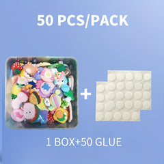 20/50pcs Cartoon 3D Soft Rubber Stickers Plastic Storage Box DIY Fridge Mobile
