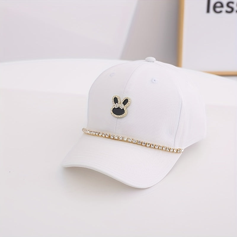 Kids Sunshade Casual Baseball Cap with Artificial Diamond