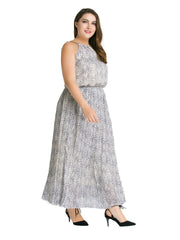 Sleeveless Snakeskin Print Maxi Dress Women's Plus Sexy Long Dress