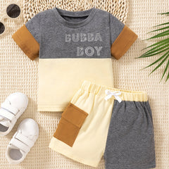 2pcs Baby Boys Block Bubba Boy T shirt & Shorts Set Clothes